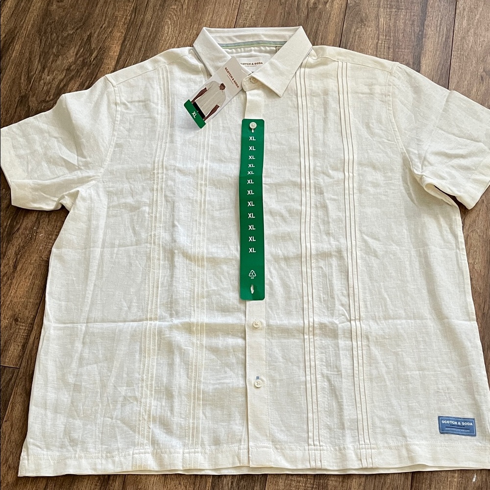 Scotch & Soda Cream Short Sleeve Shirt